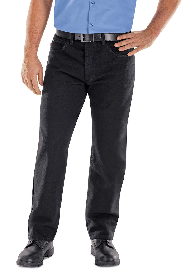 Red Kap Men's Relaxed Fit Jean, Prewashed Black, 36x32 - Image 1